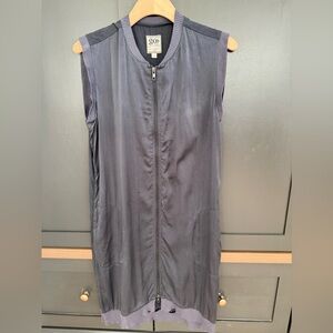 Go> by GoSilk Charcoal Grey Full Zip Dress • S • 100% Silk